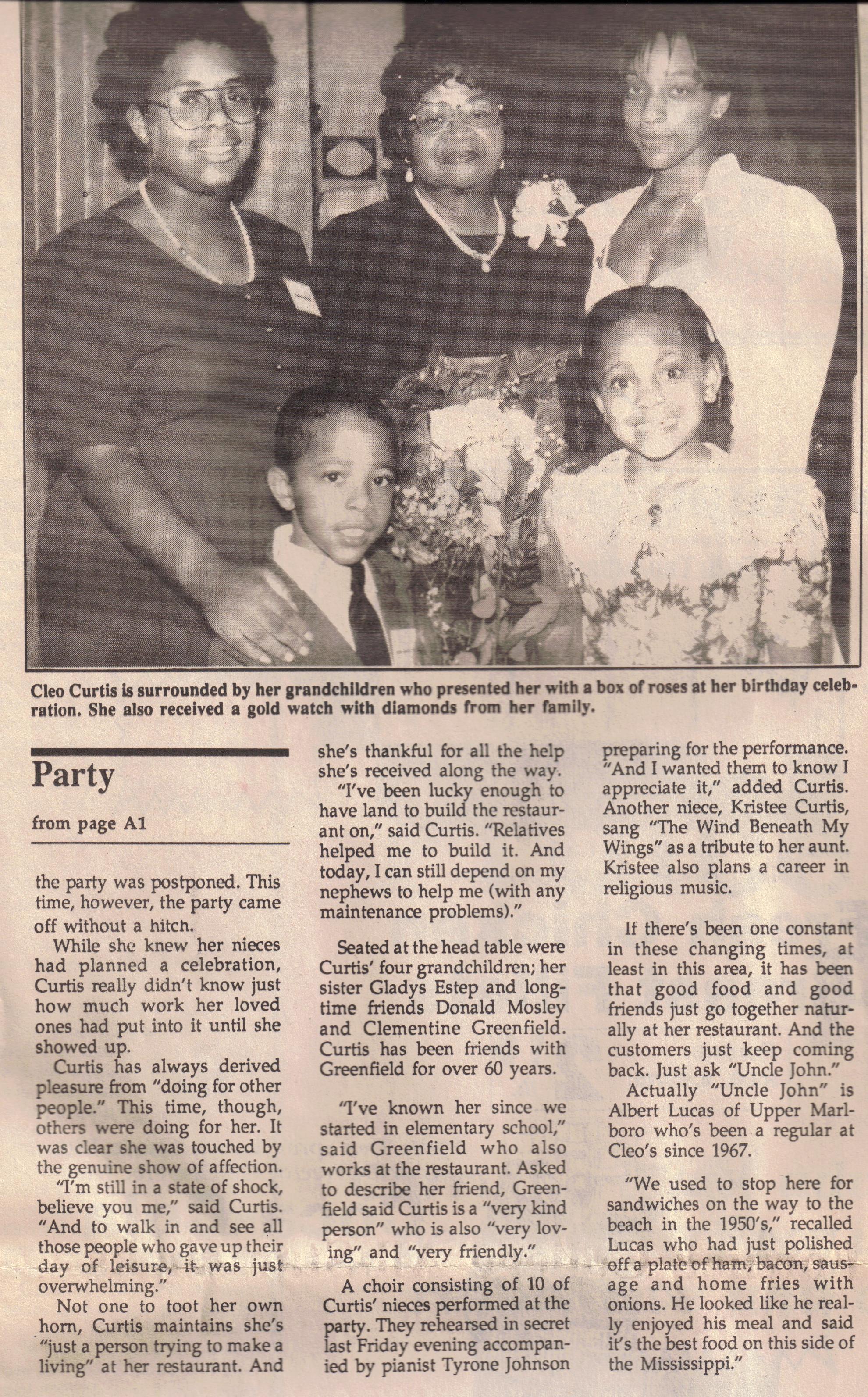 Newspaper: birthday party